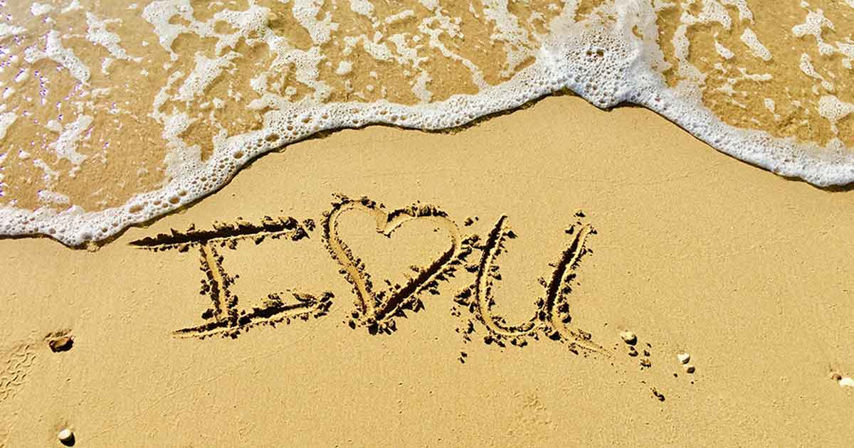 I love you written in the sand