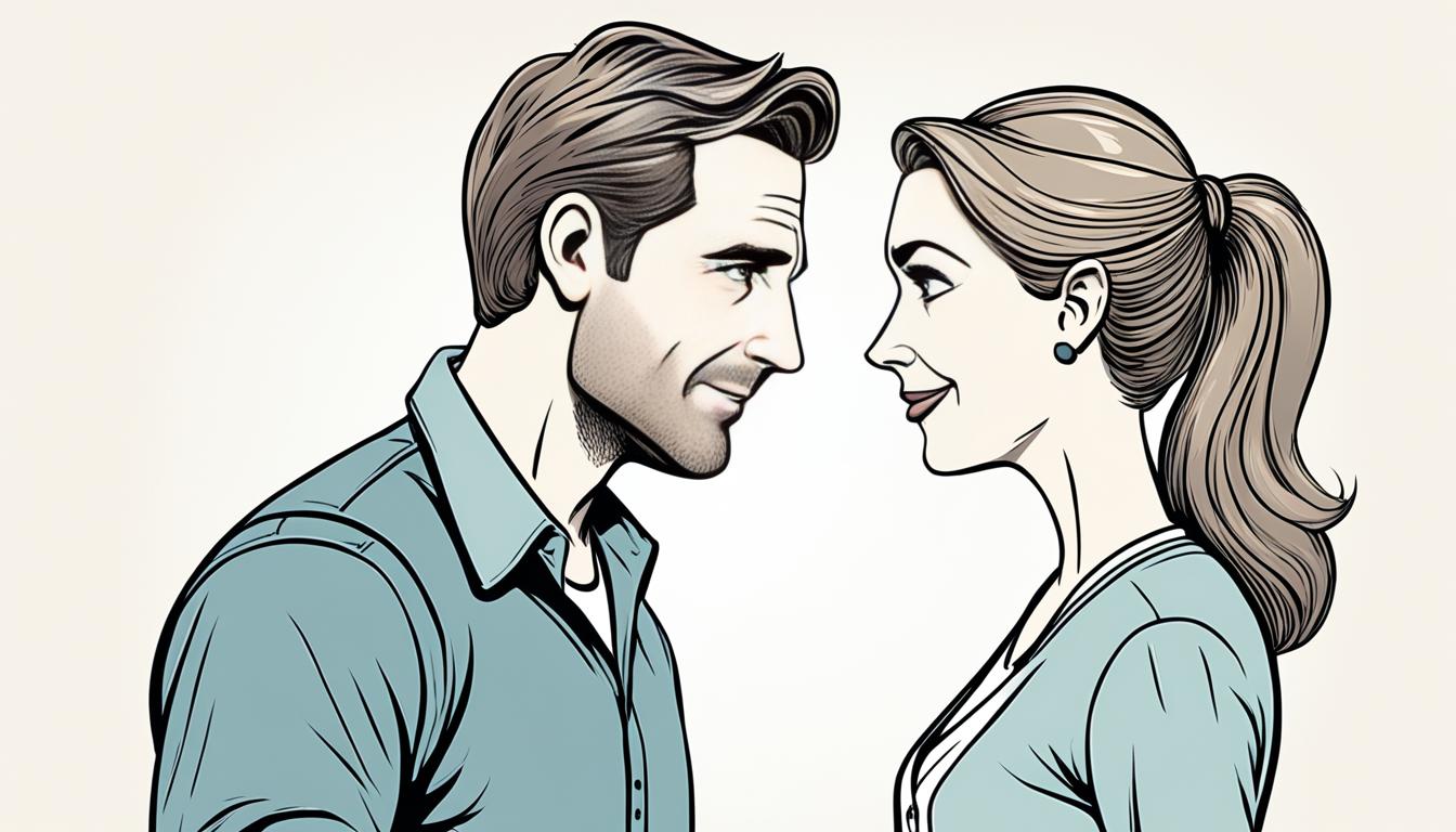 A couple sharing a heartfelt gaze, their eyes locked in a moment of deep connection and understanding.